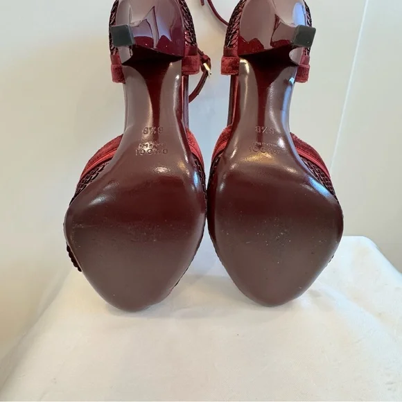 Rare Gucci Broadway Bordeaux Burgundy Velvet Sequins Clutch and Heels Set 6.5 - Picture 16 of 16